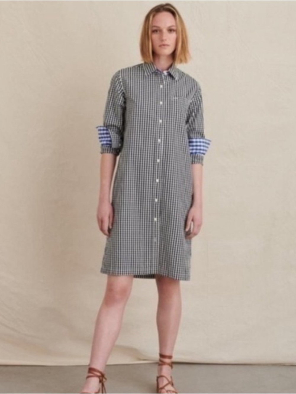 Alex Mill Wash & Go Wyatt gingham 100% cotton shirt dress Size: L